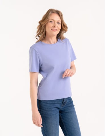 T-shirt Basic - Damska koszulka z bawełny merceryzowanej 100% t-shirt z krótkim rękawem NIEBIESKI - produkt 1