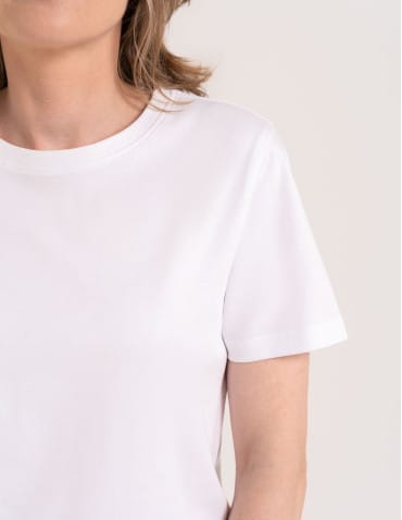 Damska koszulka z bawełny merceryzowanej 100% t-shirt z krótkim rękawem - BIAŁY  - produkt 2