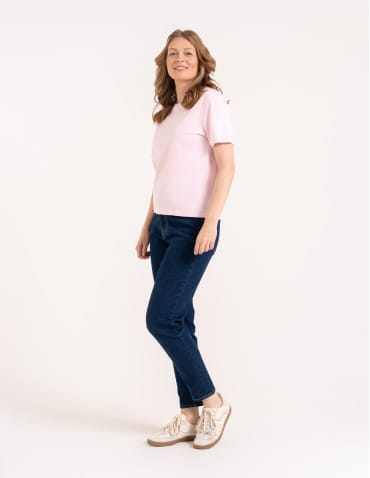 T-shirt Basic - Damska koszulka z bawełny merceryzowanej 100% t-shirt z krótkim rękawem RÓŻOWY - produkt 4