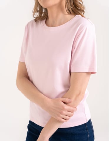 T-shirt Basic - Damska koszulka z bawełny merceryzowanej 100% t-shirt z krótkim rękawem RÓŻOWY - produkt 2