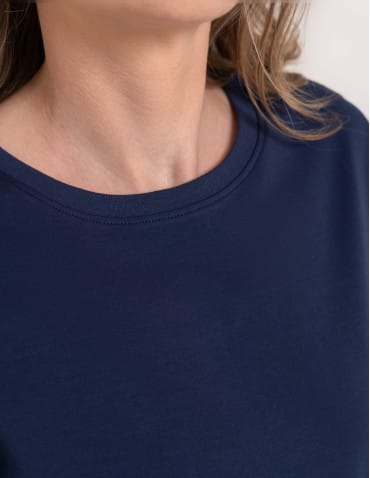 T-shirt Basic - Damska koszulka z bawełny merceryzowanej 100% t-shirt z krótkim rękawem GRANATOWY - produkt 2