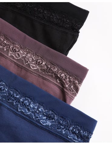 Majtki damskie maxi bikini z wysokim stanem i koronką zestaw 3-pak  - produkt 2