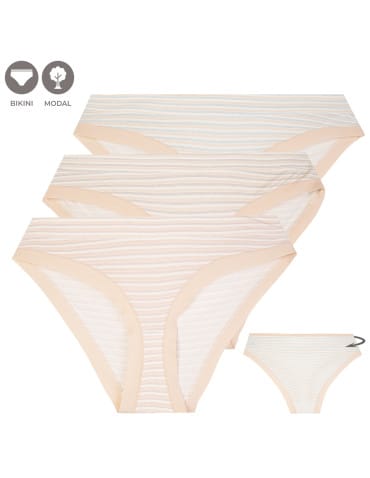 Majtki damskie figi bikini z modalu w paski prążkowane zestaw 3-pak
