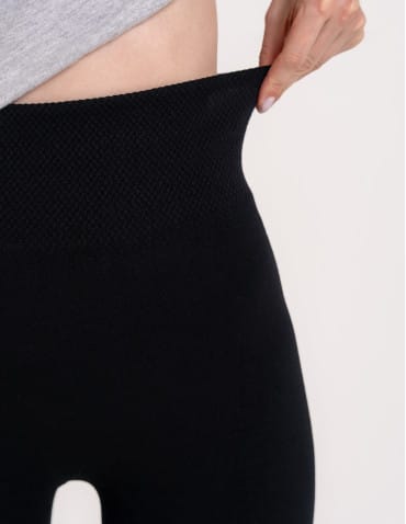 Legginsy damskie ocieplane modelujące z wysokim stanem z wiskozą - CZARNY  - produkt 2
