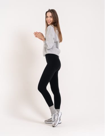 Legginsy ocieplane - Legginsy damskie ocieplane modelujące z wysokim stanem z wiskozą CZARNY - produkt 6