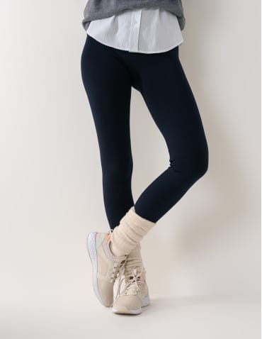 Legginsy damskie ocieplane modelujące z wysokim stanem z wiskozą - GRANATOWY  - produkt 2