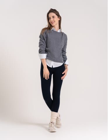 Legginsy ocieplane - Legginsy damskie ocieplane modelujące z wysokim stanem z wiskozą GRANATOWY - produkt 6