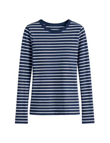 Bluzki z długim rękawem - Damskie koszulki longsleeve w paski bawełniane na co dzień zestaw 3-pak S - produkt 4