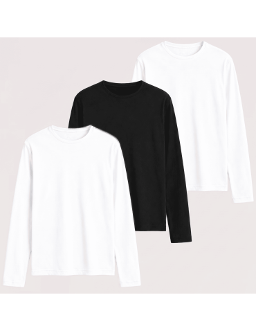 Bluzka męska z długim rękawem bawełniana wielopak longsleeve klasyczny gładki 3-pak XXL