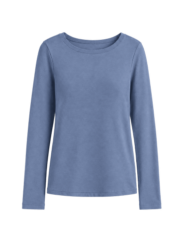 Bluzki z długim rękawem - Gładkie bluzki longsleeve damskie dopasowane z miękkiej bawełnianej dzianiny 3-pak S  - produkt 3