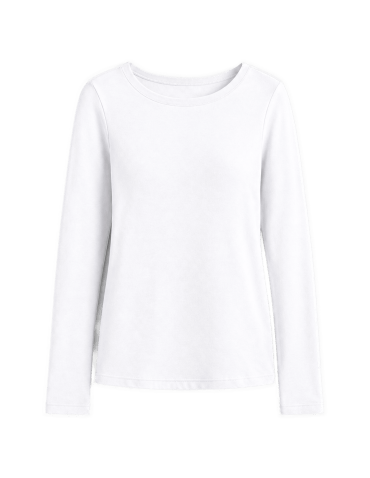 Bluzki z długim rękawem - Gładkie bluzki longsleeve damskie dopasowane z miękkiej bawełnianej dzianiny 3-pak S  - produkt 4
