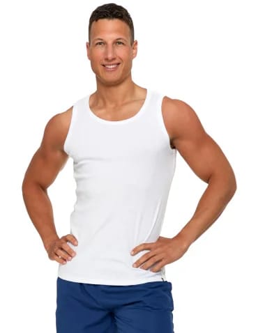 Podkoszulka męska bawełniana typu tank top na ramiączkach - BIAŁY
