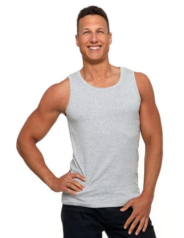 Podkoszulka męska bawełniana typu tank top na ramiączkach - JASNY SZARY