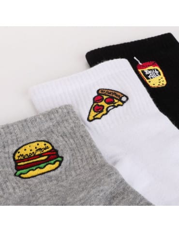 Skarpetki za kostkę - Skarpetki damskie krótkie 3/4 z haftem Fast Food 3-pak WIELOKOLOROWY - produkt 5