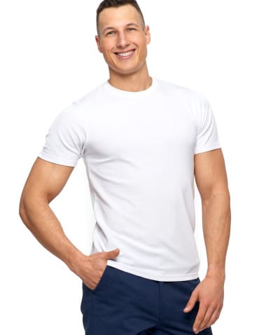 Koszulki i Tank Topy - T-shirt męski prążkowany bawełna czesana Premium Line BIAŁY - produkt 1