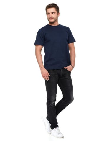 Koszulki i Tank Topy - Koszulka męska bawełniana T-shirt GRANATOWY - produkt 2
