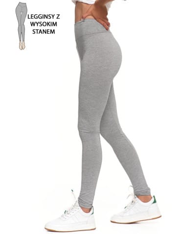 Legginsy damskie - Klasyczne legginsy damskie z wysokim stanem GRAFIT - produkt 6