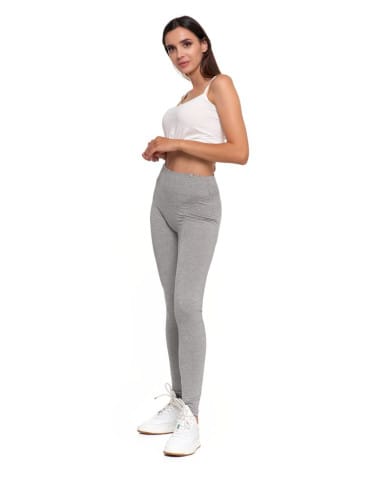 Legginsy damskie - Klasyczne legginsy damskie z wysokim stanem GRAFIT - produkt 3