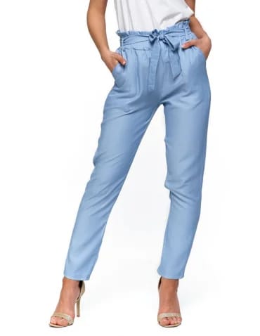 Spodnie damskie eleganckie z wiązaniem w talii - produkt 2
