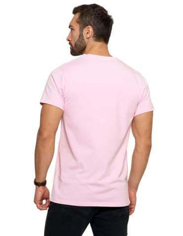 Koszulki i Tank Topy - Koszulka męska bawełna Premium T-shirt dekolt w serek RÓŻOWY - produkt 3