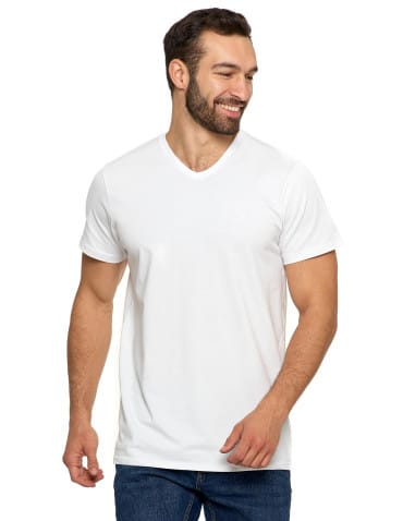 Koszulki i Tank Topy - Koszulka męska bawełna Premium T-shirt dekolt w serek BIAŁY - produkt 2