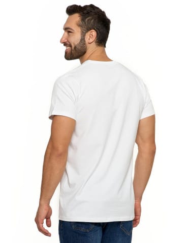 Koszulki i Tank Topy - Koszulka męska bawełna Premium T-shirt dekolt w serek BIAŁY - produkt 3