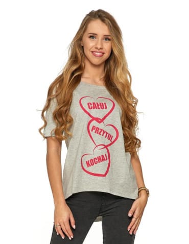 Koszulki i T-shirty - Koszulka damska w serduszka SZARY - produkt 1