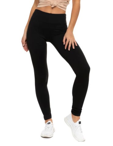 Czarne klasyczne legginsy damskie z wysokim stanem Plus Size - CZARNY