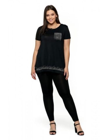 Legginsy damskie - Klasyczne czarne legginsy ocieplane plus size CZARNY - produkt 1