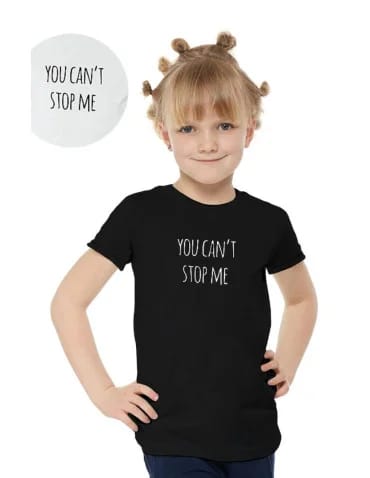 Dziewczynka - T-shirt dziewczęcy bawełniany you can't stop me CZARNY - produkt 1