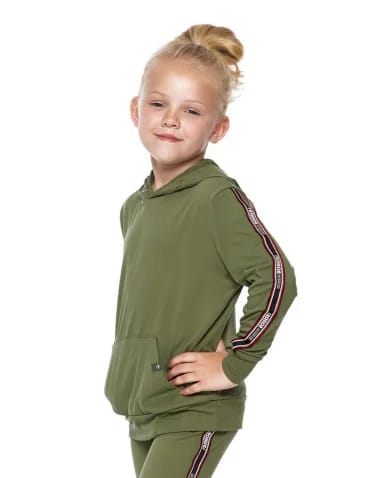 Dziewczynka - Bluza dziewczęca z kapturem KHAKI - produkt 1