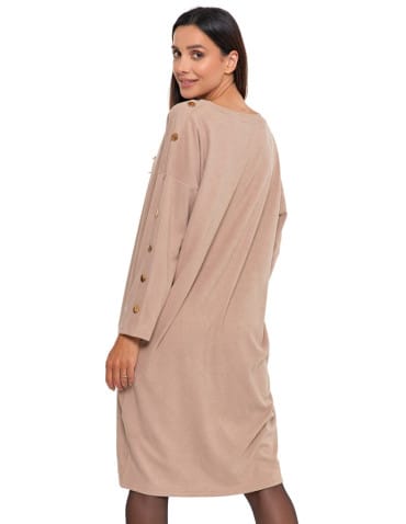 Sukienki i kombinezony - Sukienka damska cosy z rękawem 7/8 BEŻOWY - produkt 4