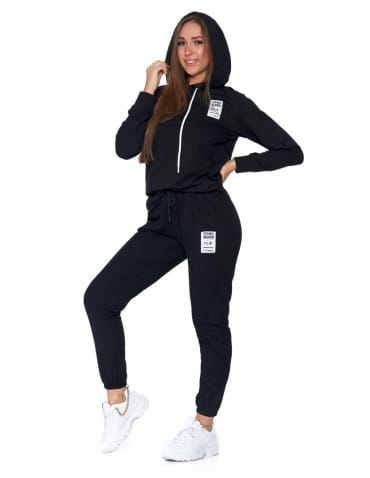 Bluzy damskie - Bluza damska z kapturem CZARNY - produkt 2
