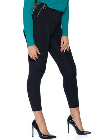 Legginsy damskie - Legginsy damskie z ozdobnym zamkiem z boku CZARNY - produkt 3