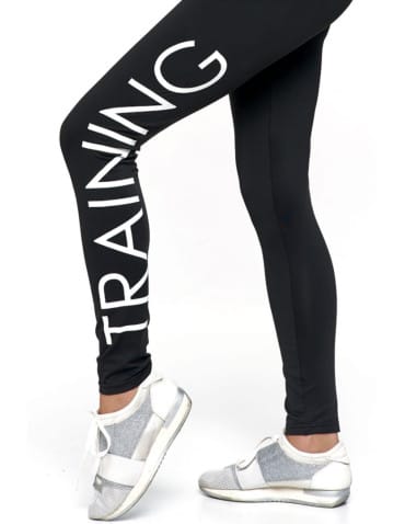 Legginsy damskie - Sportowe czarne legginsy damskie z wysokim stanem CZARNY - produkt 3