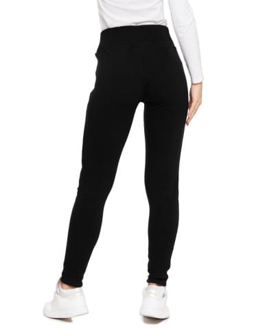 Legginsy damskie - Ocieplane legginsy damskie z wysokim stanem czarne CZARNY - produkt 8