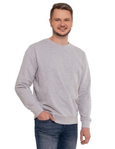 Bluzy męskie - Bluza męska wkładana bez kaptura bawełniana JASNY SZARY - produkt 1