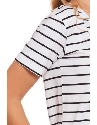 Koszulki i T-shirty - T-shirt damski koszulka w paski ze złotym nadrukiem BIAŁY - produkt 5