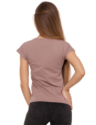 Koszulki i T-shirty - Koszulka damska T-shirt bawełniany ze złotym nadrukiem BEŻOWY - produkt 3