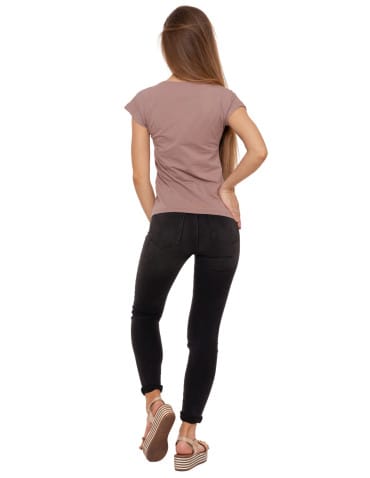 Koszulki i T-shirty - Koszulka damska T-shirt bawełniany ze złotym nadrukiem BEŻOWY - produkt 8