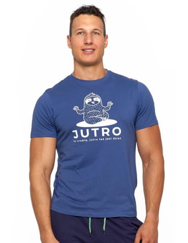Koszulki i Tank Topy - Koszulka męska T-shirt z zabawnym nadrukiem leniwiec JEANS - produkt 1