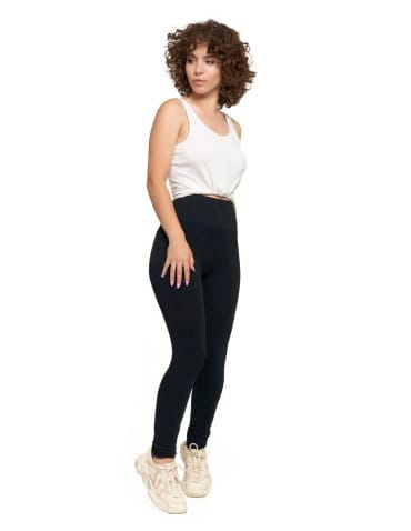 Legginsy damskie - Legginsy damskie z wysokim stanem prążkowane sportowe CZARNY - produkt 8