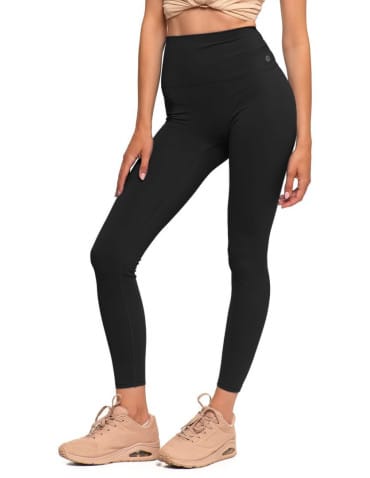 Legginsy damskie - Legginsy damskie sportowe funkcyjne z wysokim stanem CZARNY - produkt 3