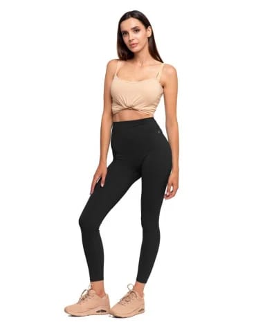 Legginsy damskie sportowe funkcyjne z wysokim stanem - CZARNY