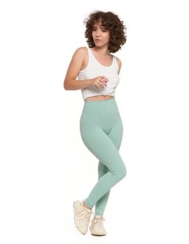 Legginsy damskie sportowe funkcyjne z wysokim stanem - Miętowy