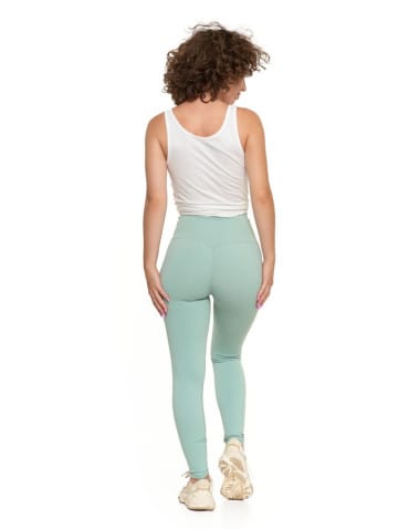 Legginsy damskie - Legginsy damskie sportowe funkcyjne z wysokim stanem Miętowy - produkt 2