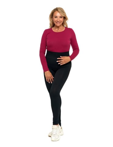 Legginsy damskie - Prążkowane legginsy damskie z wysokim stanem CZARNY - produkt 8