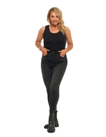 Jeansy skinny spodnie damskie z wysokim stanem  - produkt 2