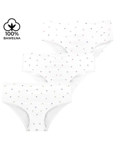 Majtki figi - Majtki figi damskie bawełniane 100% w kwiatki 6-pak BIAŁY - produkt 2