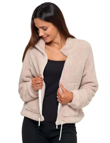 Pluszowa bluza damska sherpa z zamkiem błyskawicznym - produkt 2